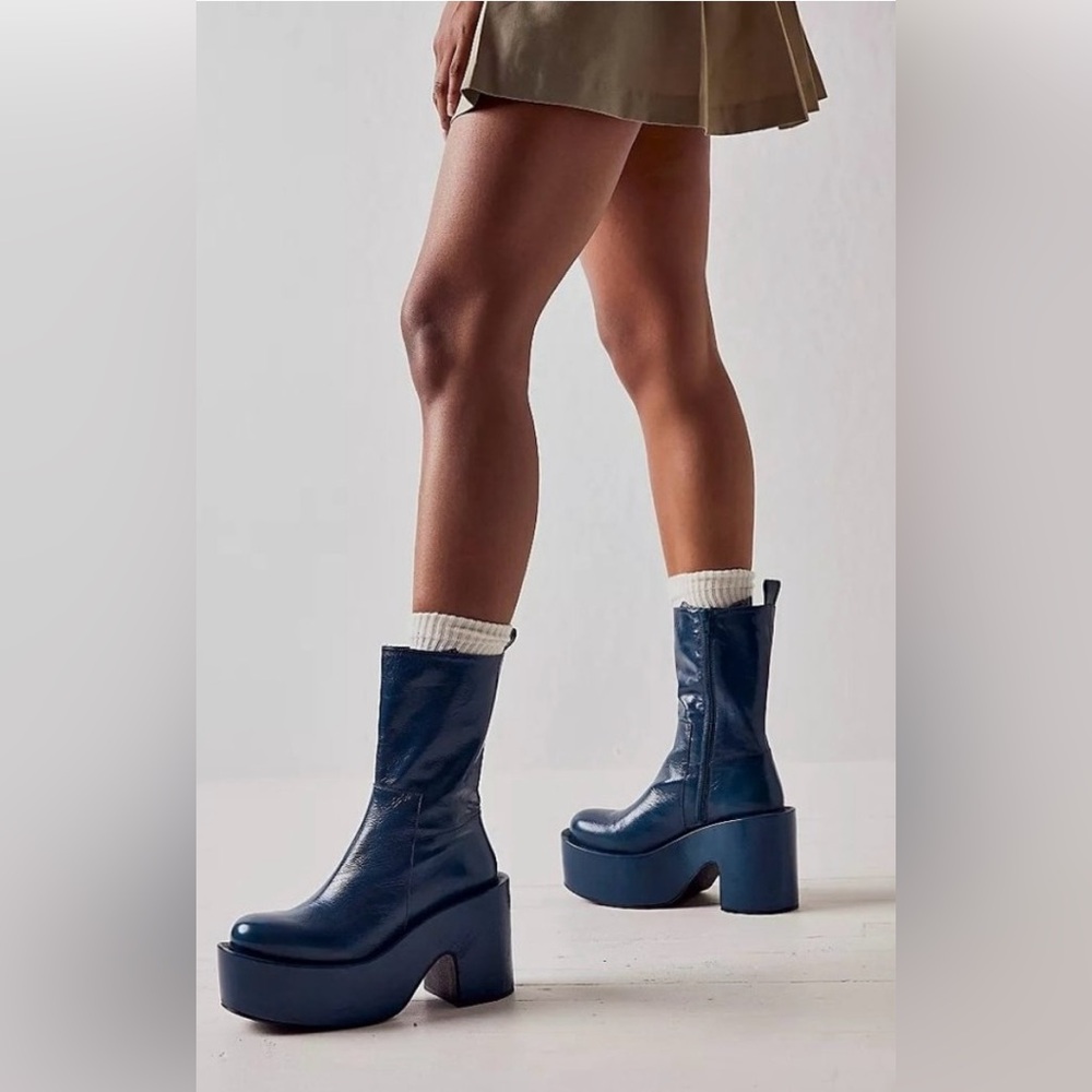 Paloma Barcelo for Free People New Heights Platform Boots in Blue Size 38